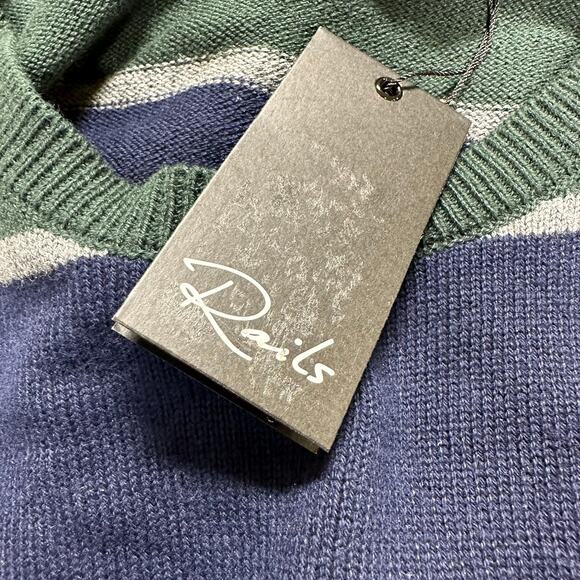 Rails NWT Men's Striped Kent Rugby Sweater Size Medium Wool Blend Crew Neck - Picture 5 of 11